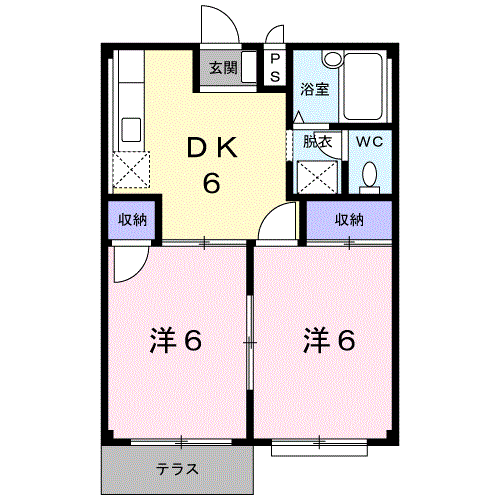 エルディム根岸Ⅱ(2DK/1階)の間取り写真