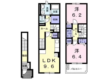 ピュアメゾン シエロ(2LDK/2階)の間取り写真