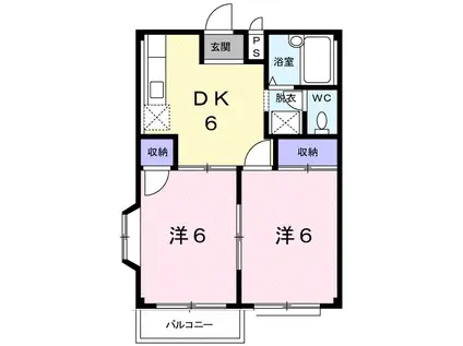 エルディム富士Ⅰ(2DK/2階)の間取り写真
