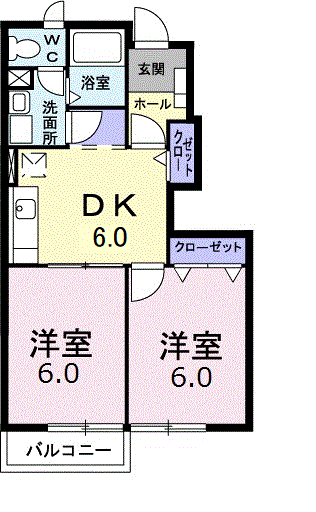 ファインホーム(2DK/1階)の間取り写真