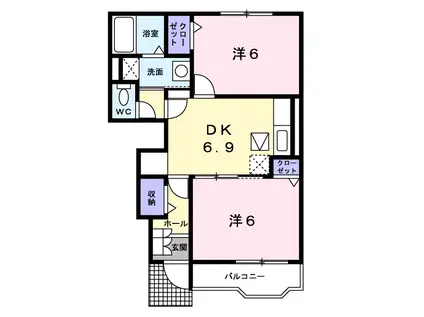 グランソレイユ(2DK/1階)の間取り写真