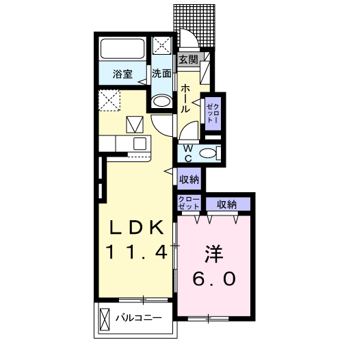 グラース・メゾン Ⅱ(1LDK/1階)の間取り写真
