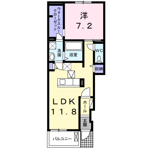 クレアージュ Ⅲ(1LDK/1階)の間取り写真
