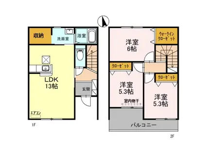 レディアンス熊谷Ⅱ(3LDK/1階)の間取り写真