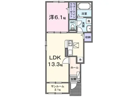 高崎線 籠原駅 徒歩23分 2階建 築1年(1LDK/1階)の間取り写真