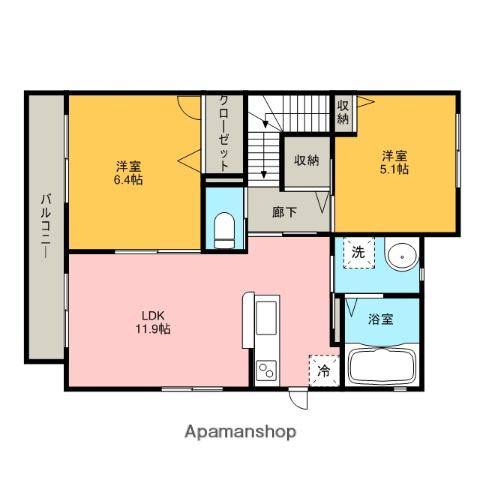 グランドールⅥ(2LDK/2階)の間取り写真