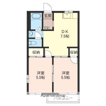 ハーベストアベニュー(2DK/2階)の間取り写真