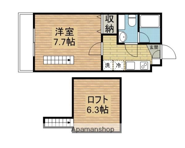 メゾン・ヴェルデ(1K/2階)の間取り写真