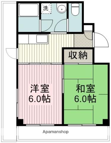 エスポアール川越(2K/4階)の間取り写真