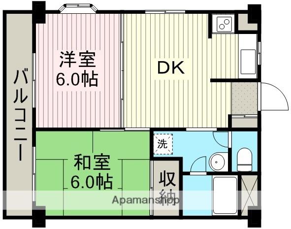 エスポアール川越(2K/3階)の間取り写真