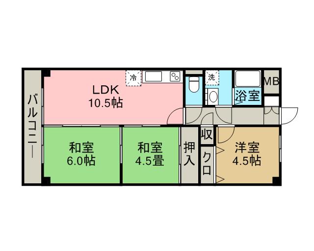 マテルレジデンス(3LDK/4階)の間取り写真