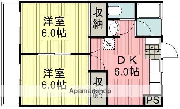 サンハイム鶴ヶ丘(2DK/3階)の間取り写真