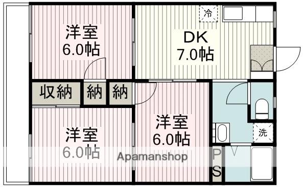 フォーブル川田(3DK/1階)の間取り写真