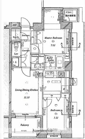 アンファージュ川越ファースト(2LDK/14階)の間取り写真