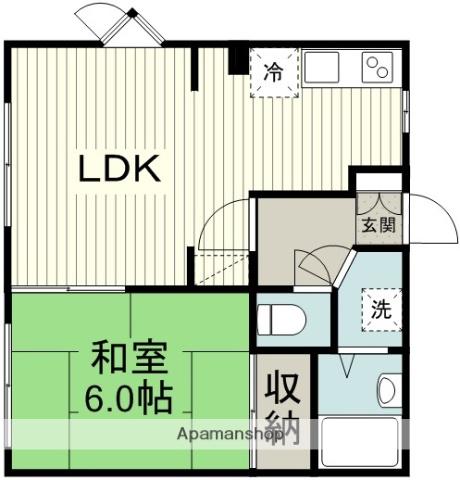 メゾーネ上野田(1LDK/2階)の間取り写真