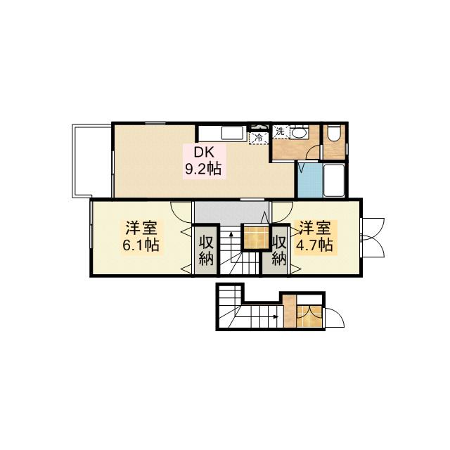 ベル・ウィンズ(2DK/2階)の間取り写真