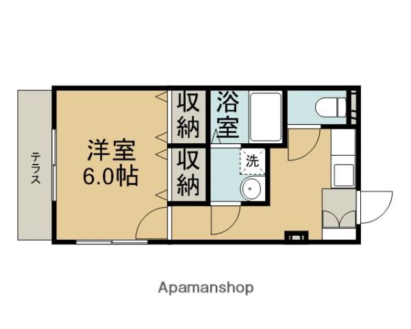ハピネス松ヶ丘(1K/1階)の間取り写真