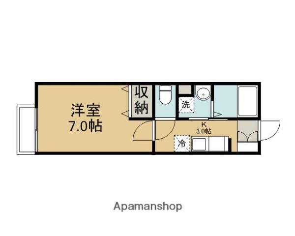 ハピネス松ヶ丘(1K/1階)の間取り写真