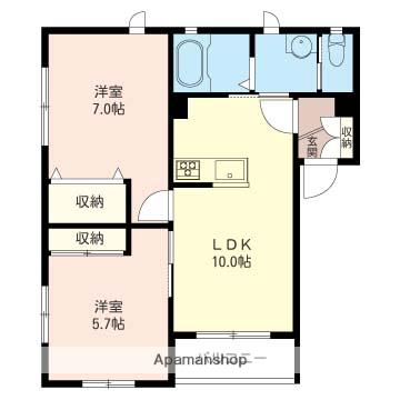 ソレアード(2LDK/2階)の間取り写真