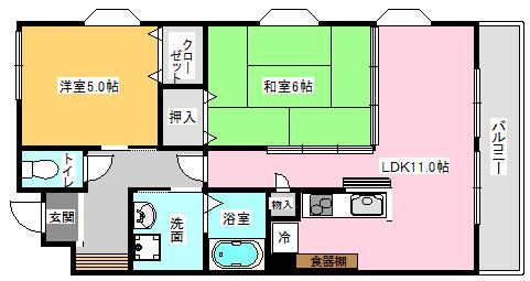 パーク・ヒル(2LDK/2階)の間取り写真