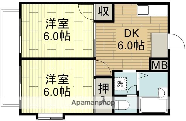 ラ・エトワールB棟(2DK/2階)の間取り写真