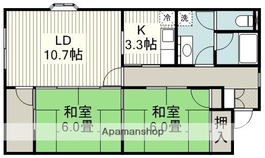 レナジア鶴ヶ島(2LDK/1階)の間取り写真