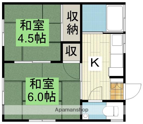 石山荘(2K/1階)の間取り写真