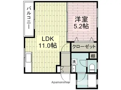 マンション富士(1LDK/2階)の間取り写真
