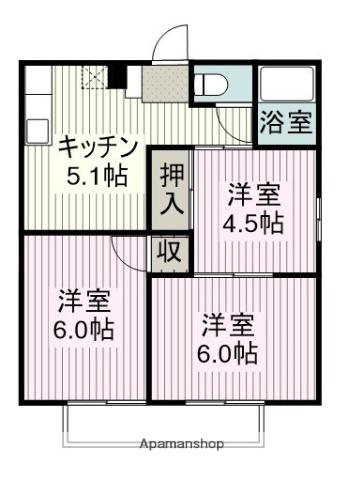 コンシェール霞ヶ関C(3K/2階)の間取り写真
