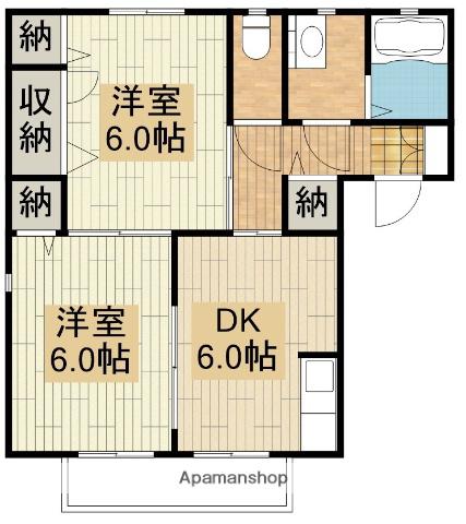 アミークスA棟(2DK/1階)の間取り写真