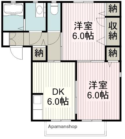 アミークスA棟(2DK/1階)の間取り写真