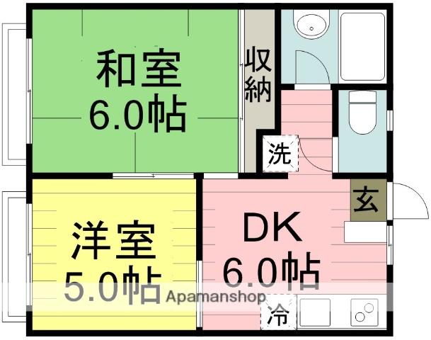 パーシモンハイツ(2DK/2階)の間取り写真