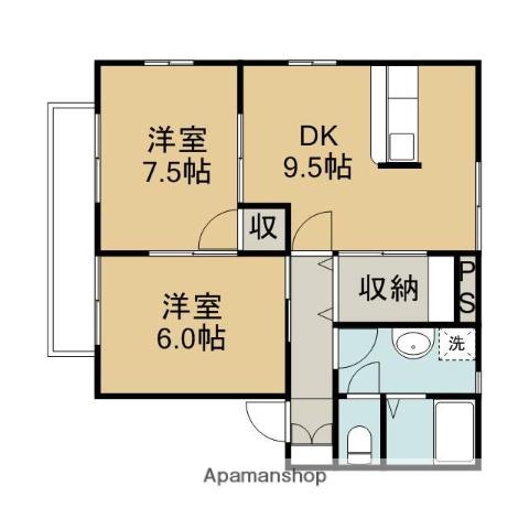 サングリーン弐番館(2DK/2階)の間取り写真