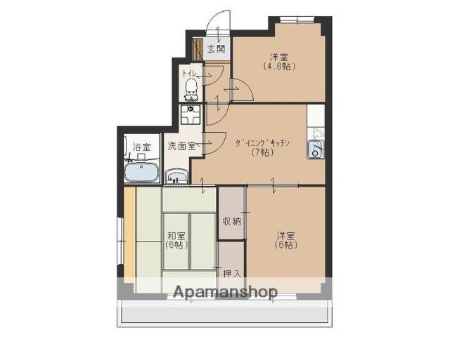 シャトーサンワ(3DK/3階)の間取り写真