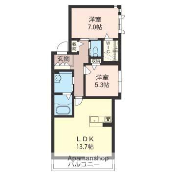 メゾン エルビータ(2LDK/3階)の間取り写真