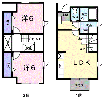 テラス・ロゼ(2LDK/1階)の間取り写真