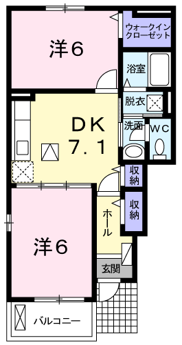 イリーデ(2DK/1階)の間取り写真