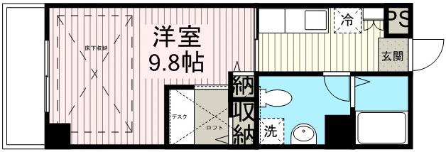 ルネス グランドゥール(1K/5階)の間取り写真