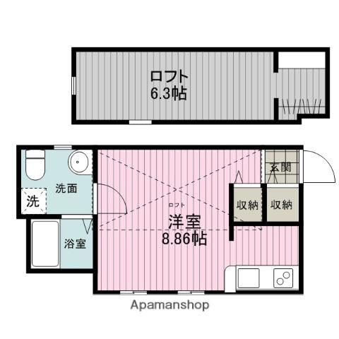 プリマ プリンセスガーデン COEDO(ワンルーム/1階)の間取り写真