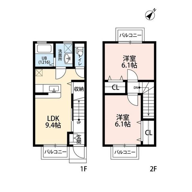 アムールGERMER(2LDK/1階)の間取り写真