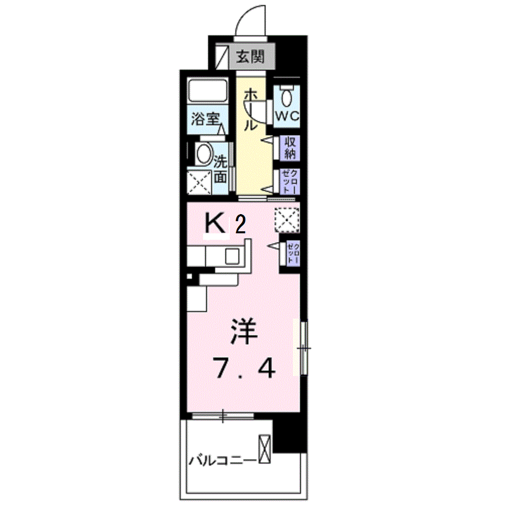 グランデ新宿(1K/7階)の間取り写真