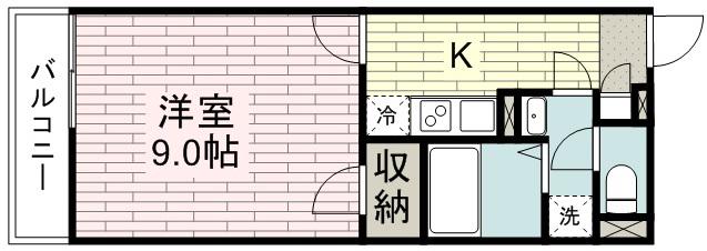 クレイノグローリアⅣ(1K/2階)の間取り写真