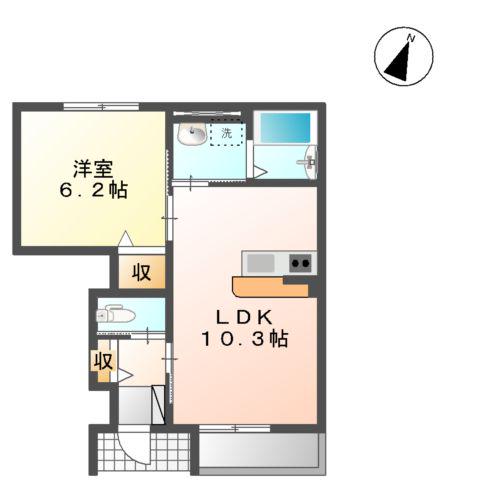 サン メゾンB(1LDK/1階)の間取り写真