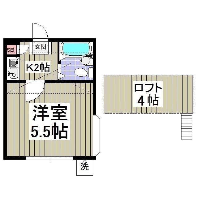 スカイコート(1K/1階)の間取り写真