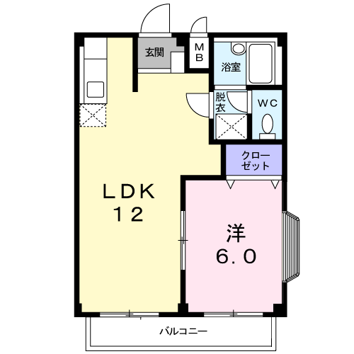 グリーンヒルズB(1LDK/2階)の間取り写真