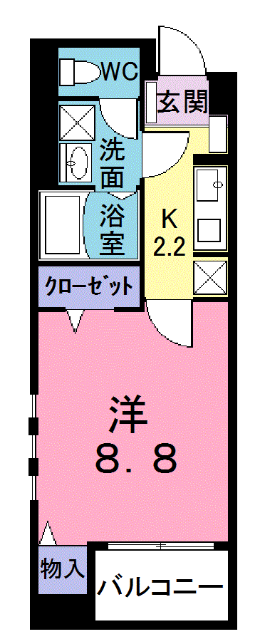 ディア コート 並木(1K/3階)の間取り写真