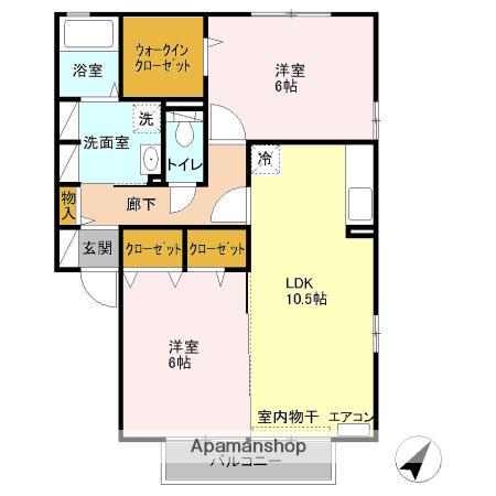 ヴァレッタB棟(2LDK/2階)の間取り写真