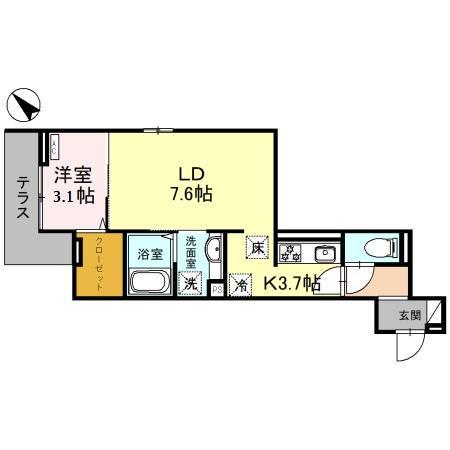D-RESIDENCE東田町(1LDK/1階)の間取り写真