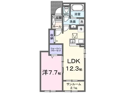 川越市アパート(1LDK/1階)の間取り写真
