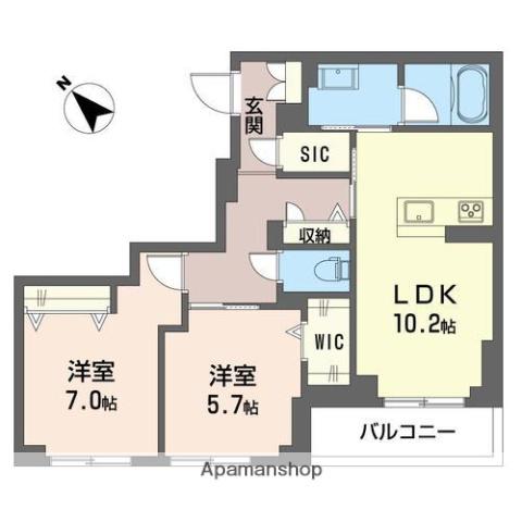 シャテーニュ・デ・イン(2LDK/1階)の間取り写真